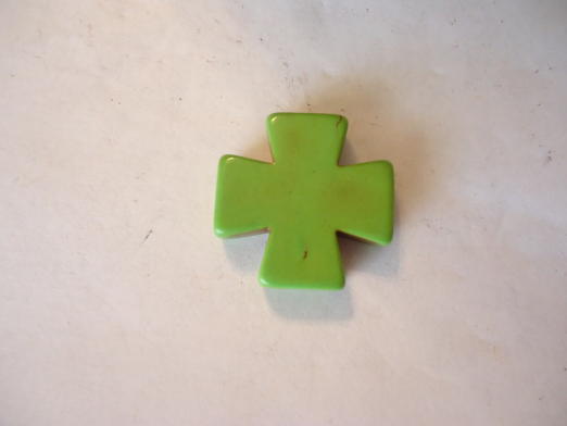 (image for) Cross pendant stone bead - Lime green (1pc)#H1307